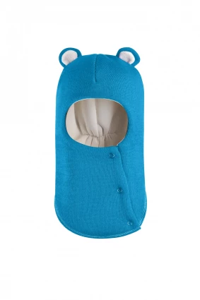 Зимова шапочка-шолом Corona.hm "Ведмедик" з кнопочками бірюза