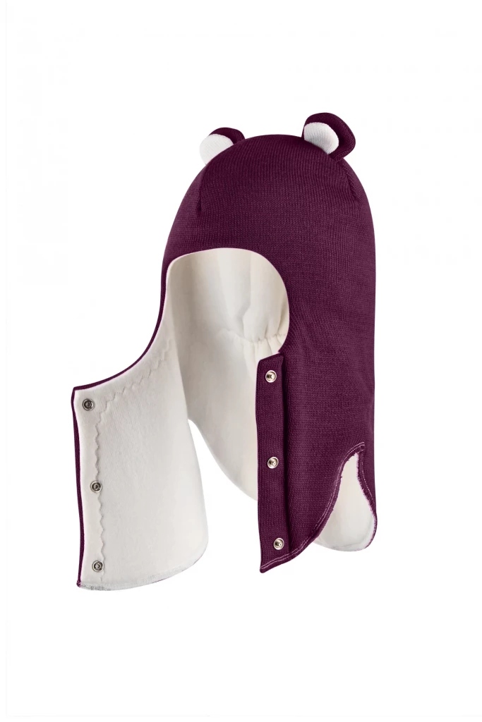 Зимняя шапочка-шлем Corona.hm "Мишутка" на кнопках бордо
