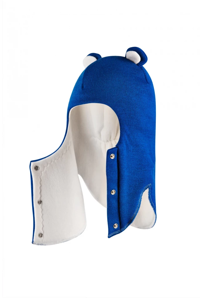 Зимова шапочка-шолом Corona.hm "Ведмедик" з кнопочками електрик