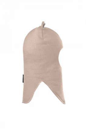 Зимова шапочка-шолом Corona.hm "Ведмедик" з кнопочками беж золотий