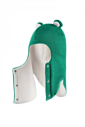Зимняя шапочка-шлем Corona.hm "Мишутка" на кнопках изумруд