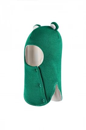 Зимняя шапочка-шлем Corona.hm "Мишутка" на кнопках изумруд