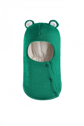 Зимняя шапочка-шлем Corona.hm "Мишутка" на кнопках изумруд