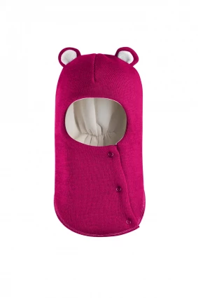 Зимова шапочка-шолом Corona.hm "Ведмедик" з кнопочками малина