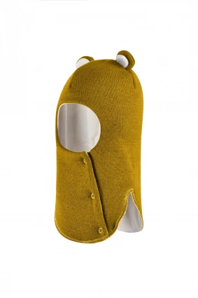 Зимова шапочка-шолом Corona.hm "Ведмедик" з кнопочками медовий