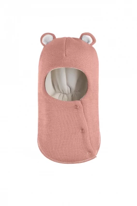 Зимова шапочка-шолом Corona.hm "Ведмедик" з кнопочками пудра