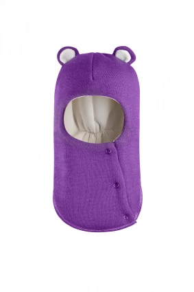 Зимова шапочка-шолом Corona.hm "Ведмедик" з кнопочками фіалка