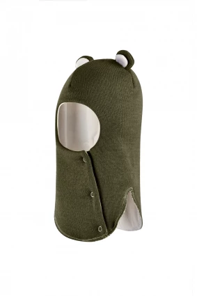 Зимова шапочка-шолом Corona.hm "Ведмедик" з кнопочками хакі