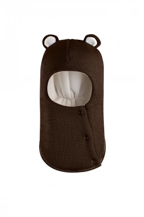 Зимова шапочка-шолом Corona.hm "Ведмедик" з кнопочками шоколад