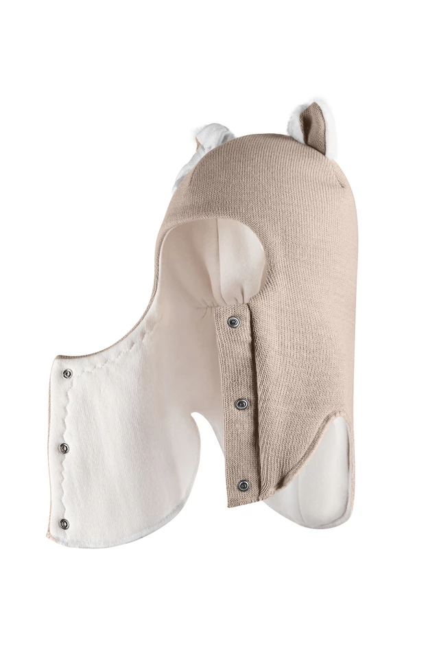 Зимова шапочка-шолом Corona.hm "Кицюня" з кнопочками лате