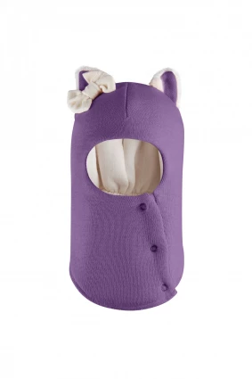 Зимняя шапочка-шлем Corona.hm "Кошечка" на кнопочках  фиалка
