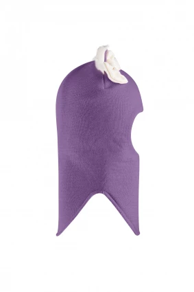 Зимняя шапочка-шлем Corona.hm "Кошечка" на кнопочках  фиалка