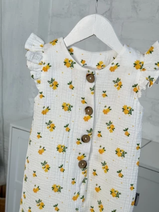 Комбинезон из муслина *Желтый цветочек* + панама с бантиком