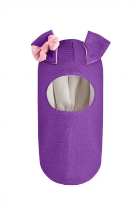 Зимова шапочка-шолом Corona.hm "Зайчик" фіалка рожевий бантик