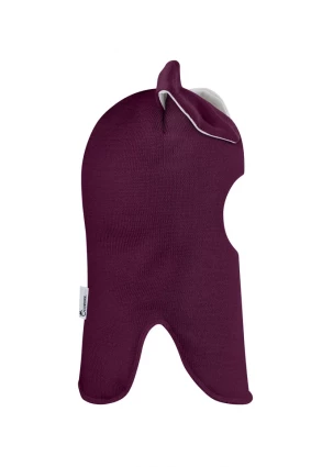 Зимова шапочка-шолом Corona.hm "Зайка" бордо  білий бантик