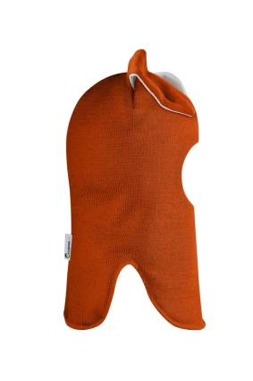 Зимова шапочка-шолом Corona.hm "Зайка" помаранчевий білий бантик