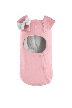 Зимова шапочка-шолом Corona.hm "Зайка" рожевий білий бантик