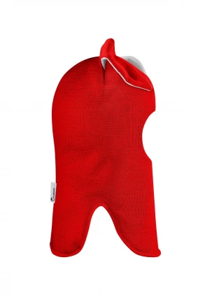 Зимова шапочка-шолом Corona.hm "Зайчик" червоний білий бантик