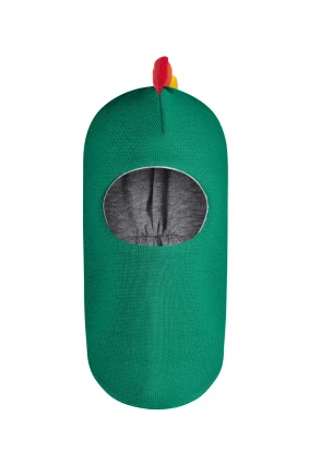 Зимняя шапочка шлем Corona.hm " Дино с гребешком радуга"  изумруд