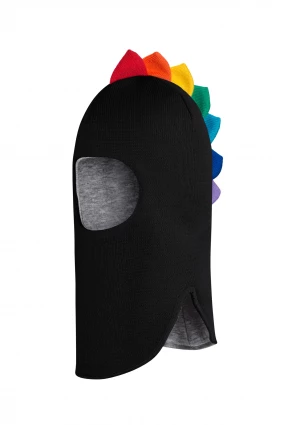 Зимняя шапочка шлем Corona.hm "Дино с гребешком радуга" черный