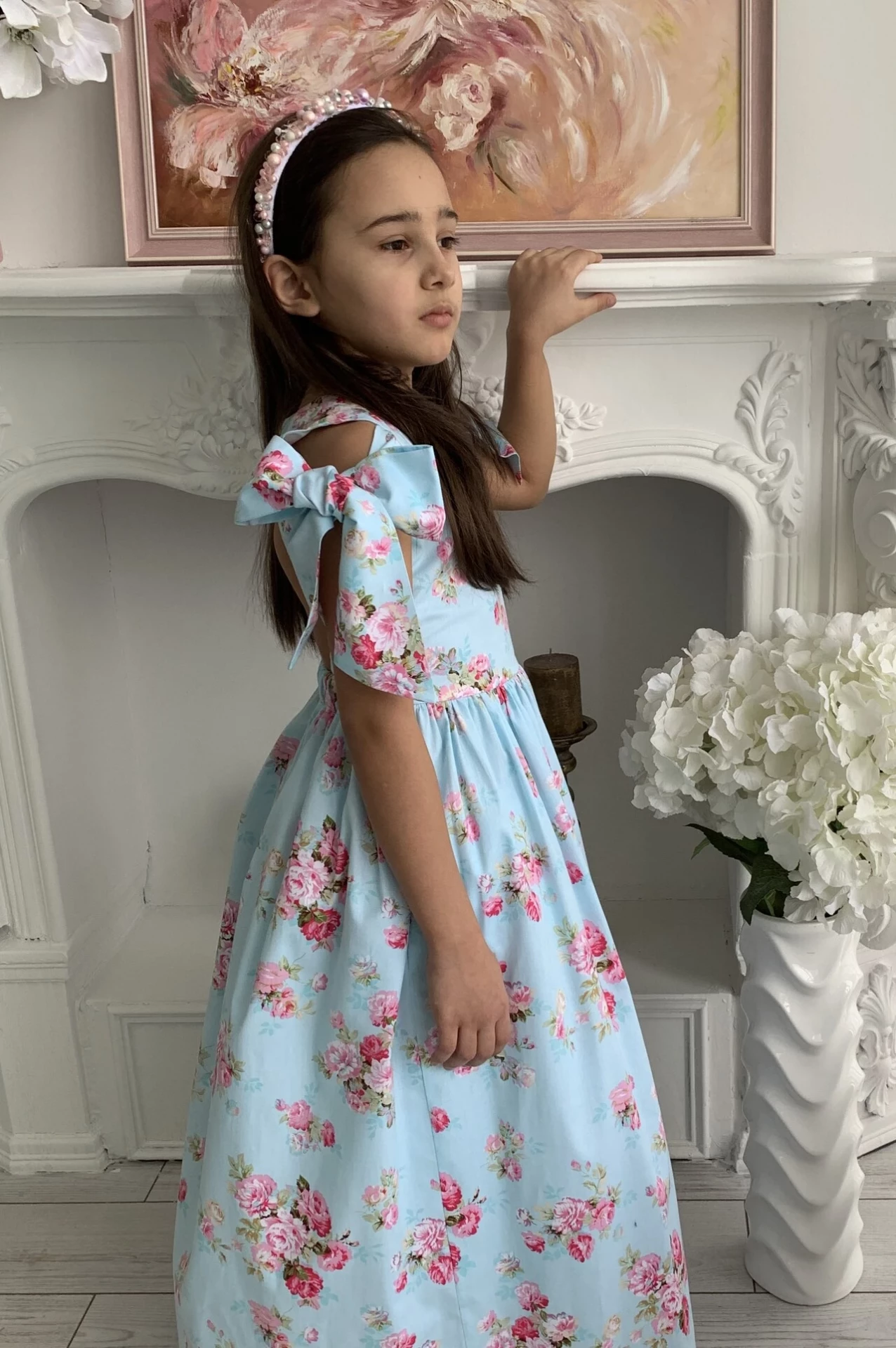 Сукня для дівчинки Corona.hm “Шарм”, троянда на блакитному