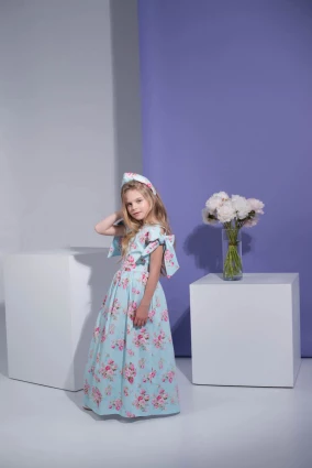 Сукня для дівчинки Corona.hm “Шарм”, троянда на блакитному