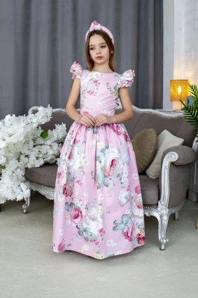 Сукня для дівчинки Corona.hm “Розкіш”, півонія на рожевому