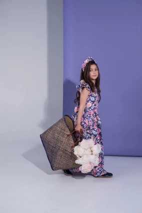 Сукня для дівчинки Corona.hm “Розкіш”, квіти на синьому