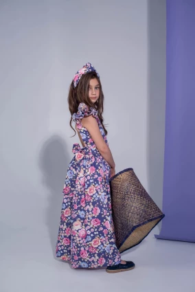 Сукня для дівчинки Corona.hm “Розкіш”, квіти на синьому