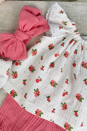 Комплект з мусліну *Коралова квітка*