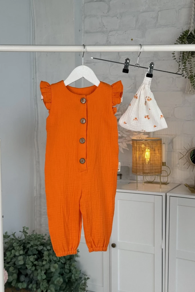 Комбинезон из муслина *Оранж* + косынка