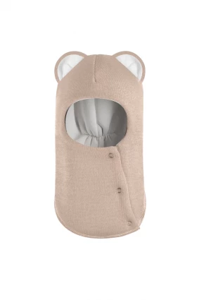 Зимова шапочка-шолом Corona.hm “Лев” із кнопками  беж золотий