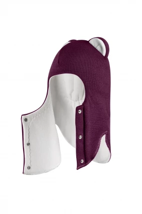 Зимова шапочка-шолом Corona.hm “Лев” із кнопками  бордо