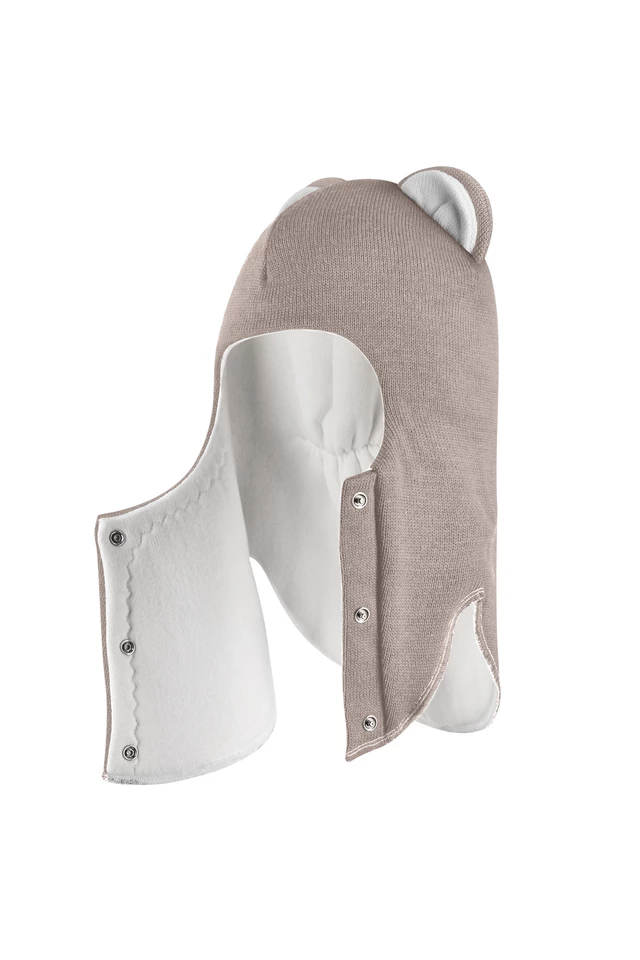 Зимова шапочка-шолом Corona.hm “Лев” із кнопками  капучіно