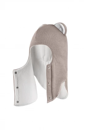 Зимова шапочка-шолом Corona.hm “Лев” із кнопками  капучіно