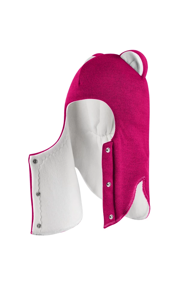 Зимова шапочка-шолом Corona.hm “Лев” із кнопками  малина