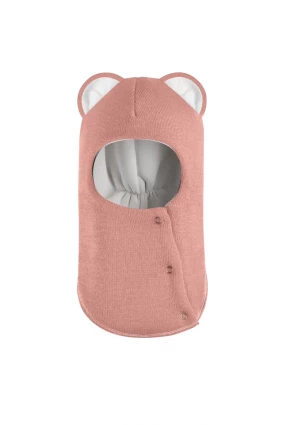 Зимова шапочка-шолом Corona.hm “Лев” із кнопками  пудра