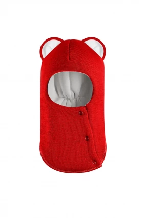 Зимняя шапочка-шлем Corona.hm “Лев” на кнопках красный