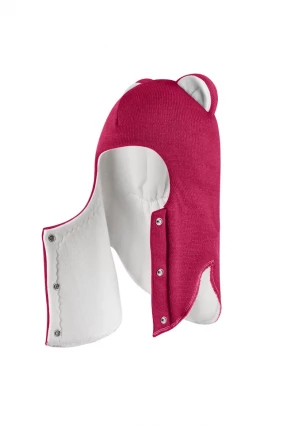 Зимова шапочка-шолом Corona.hm “Лев” із кнопками  ягідний