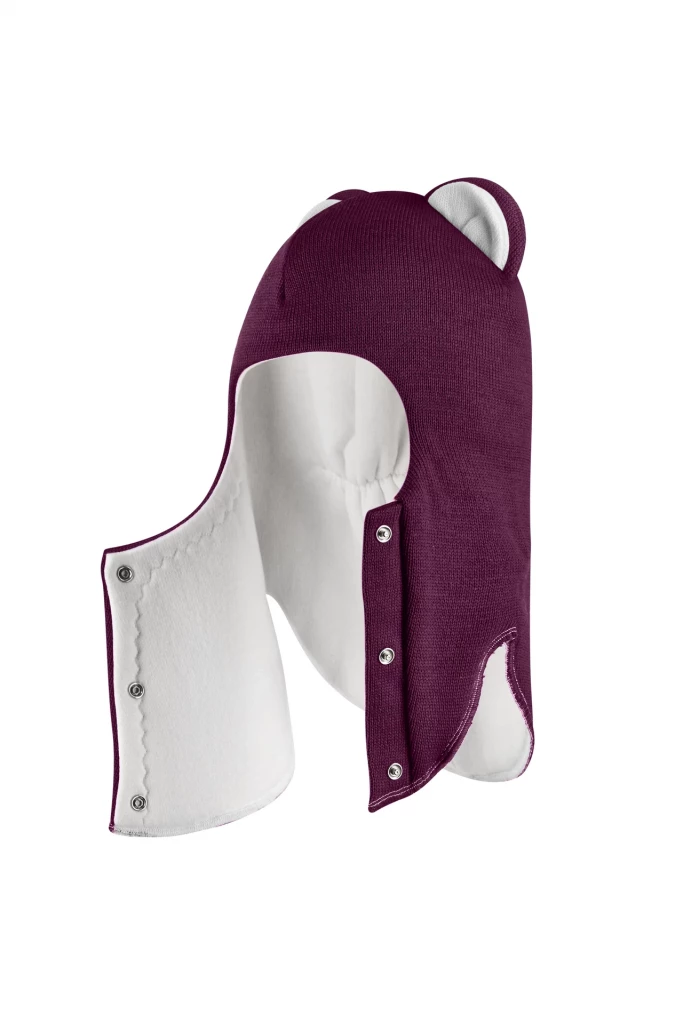 Зимова шапочка-шолом Corona.hm "Міс Левиця"  із кнопками  бордо