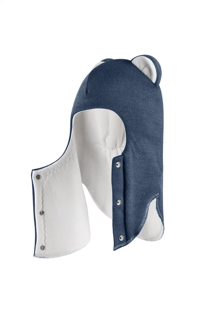 Зимова шапочка-шолом Corona.hm "Міс Левиця"  із кнопками  джинс