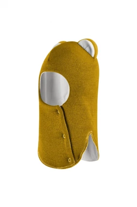 Зимова шапочка-шолом Corona.hm "Міс Левиця"  із кнопками  медовий