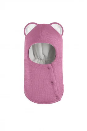 Зимова шапочка-шолом Corona.hm "Міс Левиця"  із кнопками  пильно-рожевий