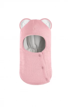 Зимова шапочка-шолом Corona.hm "Міс Левиця"  із кнопками  рожевий