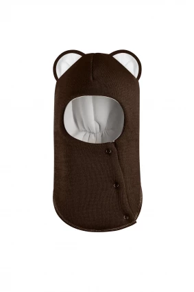 Зимова шапочка-шолом Corona.hm "Міс Левиця"  із кнопками  шоколад