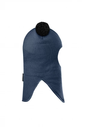 Зимова шапочка-шолом Corona.hm "Пандочка з чорними помпонами" джинс