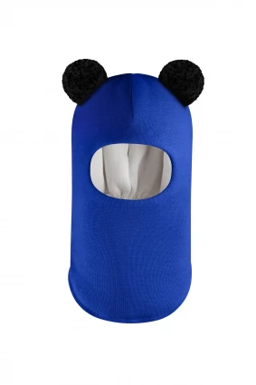 Зимова шапочка-шолом Corona.hm "Пандочка з чорними помпонами" електрик