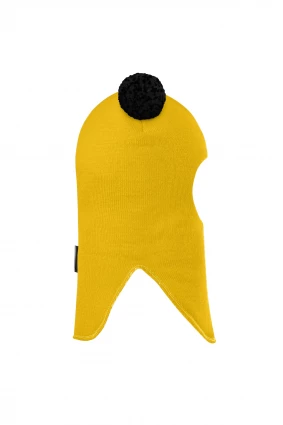 Зимова шапочка-шолом Corona.hm "Пандочка з чорними помпонами" сонце