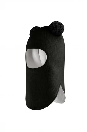 Зимняя шапочка шлем Corona.hm "Пандочка с черными помпонами" черный