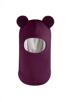Зимняя шапочка шлем Corona.hm "Пандочка с помпонами МЕЛАНЖ" бордо